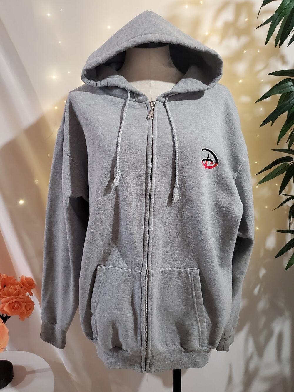 Disney Store VTG Embroidered Mickey Full Zip Hoodie Sweatshirt Womens Size 2X